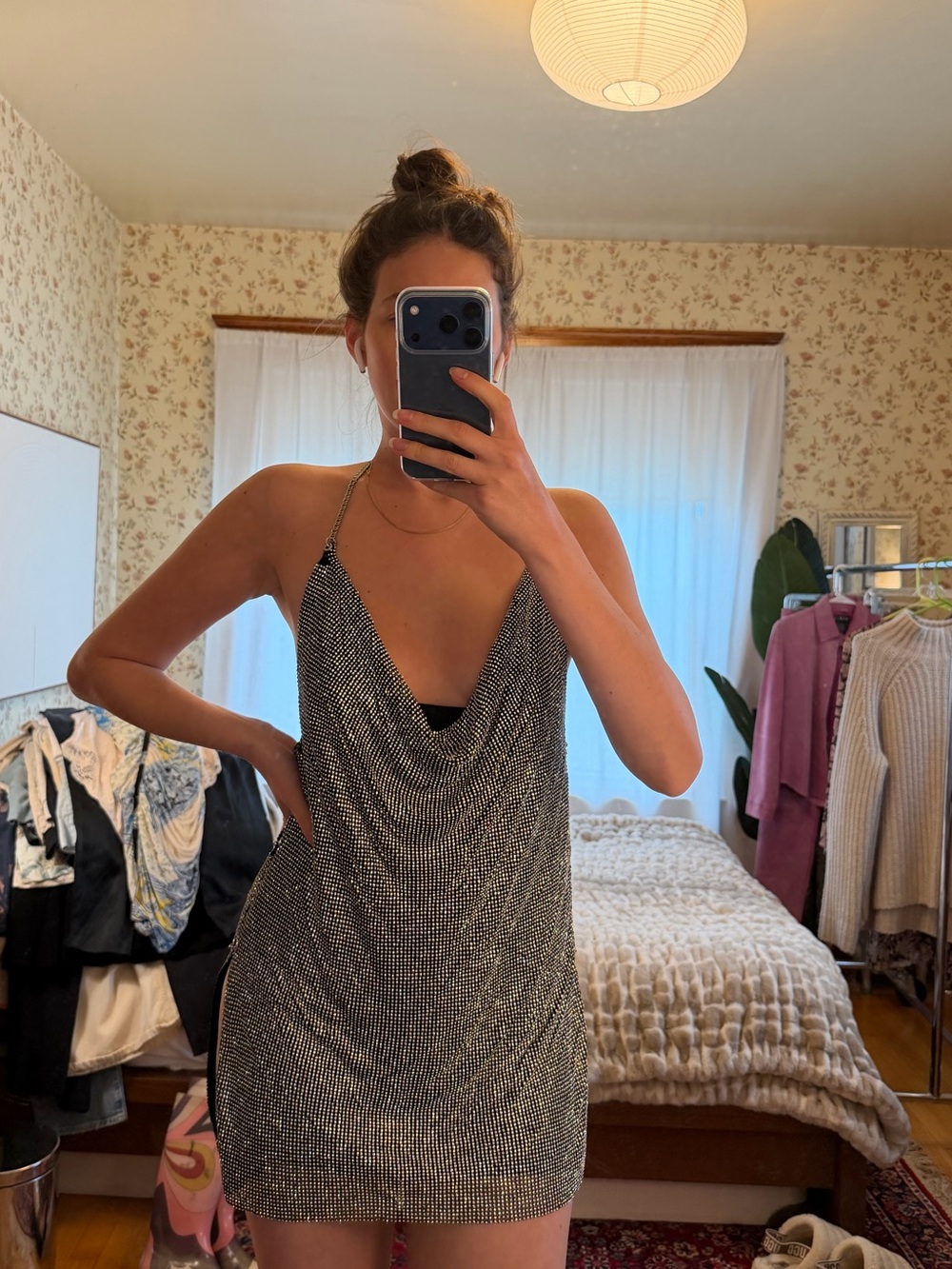 Rhinestone halter dress sz 4